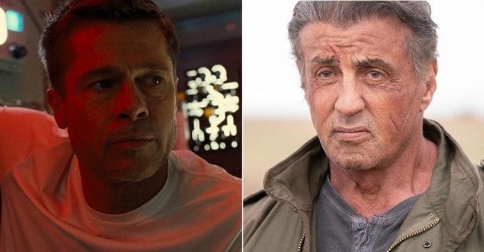 Un primo piano di Brad Pitt e Sylvester Stallone in due scene di Ad Astra e Rambo: Last Blood, 2 dei 12 film al cinema dal 26 settembre