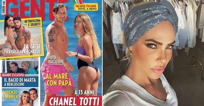 La copertina di Gente con Chanel Totti e un primo piano di Ilary Blasi