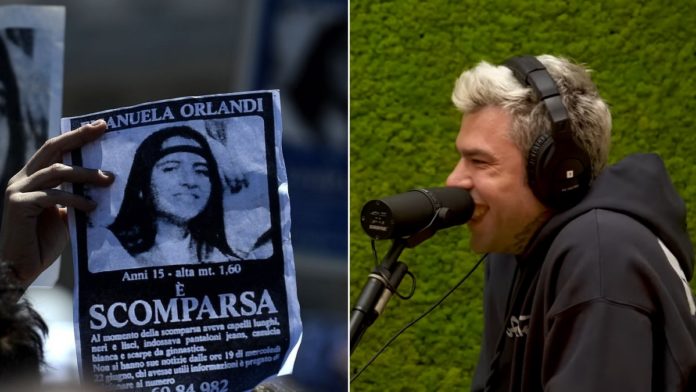 Una scena di Vatican Girl: la scomparsa di Emanuela Orlandi e Fedez a Muschio selvaggio