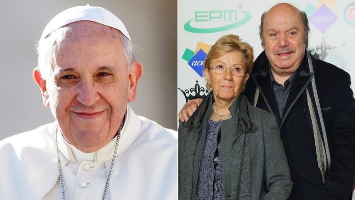 Papa Francesco e Lucia Lagrasta con il marito Lino Banfi