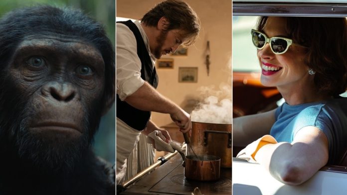 Scene di Il regno del pianeta delle scimmie, Il gusto delle cose e Mothers' Instinct: tre dei nuovi film al cinema dal 9 maggio