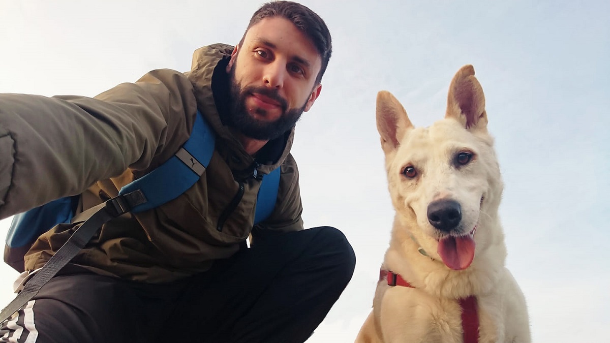 Christian Giordano con il suo cane